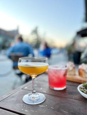 Smoked Passionfruit Gimlet ($15.95) & Blood Orange Margarita ($14.95)