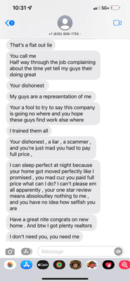 Texts I got from Austin AKA the owner of the company.