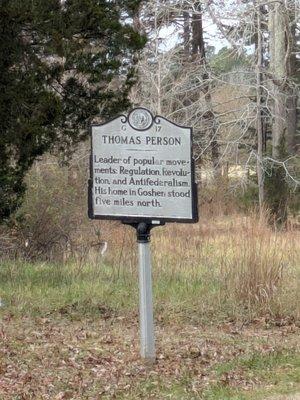 Thomas Person Historical Marker, Oxford