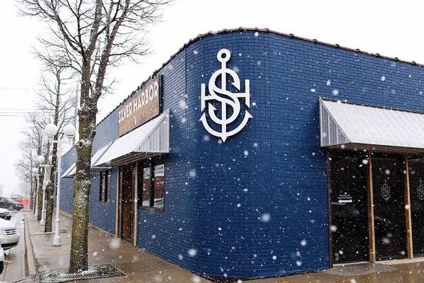 Exterior of Silver Harbor Brewing Co (April 2016 and yes that's snow)