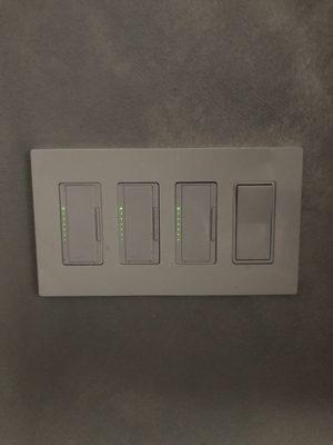 Multi-location light switch dimmers installed