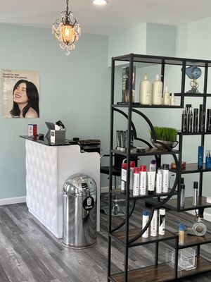 Salon desk and retail.