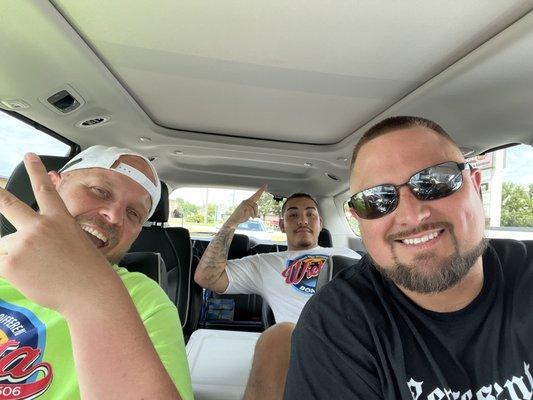 Jonathan Gear, Junior Martinez, and Ryan Eastep road tripping!