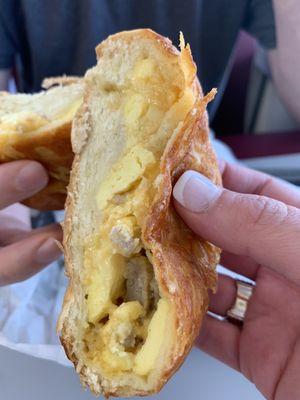 Sausage egg and cheese Roll - pretty good!