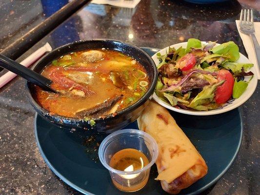 Soup, salad, egg roll