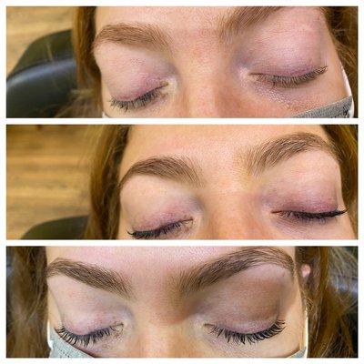 lash lift and tint and eyebrows shaping and tinting