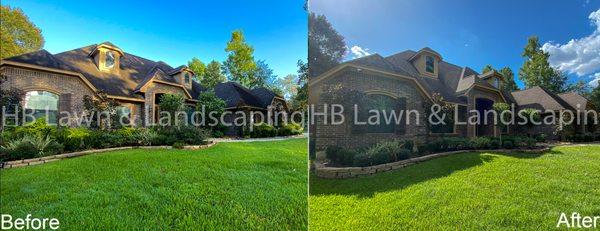 Before & After of a landscaping project in Magnolia