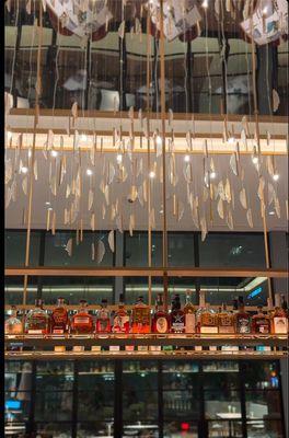 Beautiful lighting above the bar