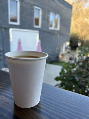 Hot coffee on the porch