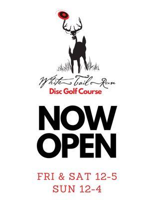 Our 18-hole disc golf course is now open. Stop by the Tasting Room to pay the $5 greens fee before playing your round.