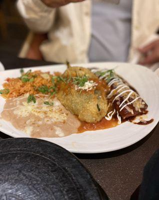 Combo: enchilada and chile relleno