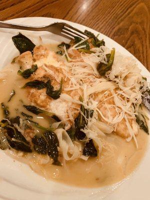 Chicken Francese over spinach