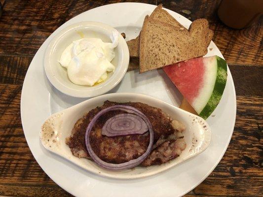 Hash & poached eggs