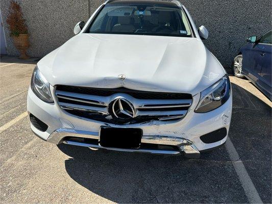 2020 Mercedes Benz GLC came in for front end collision repair.