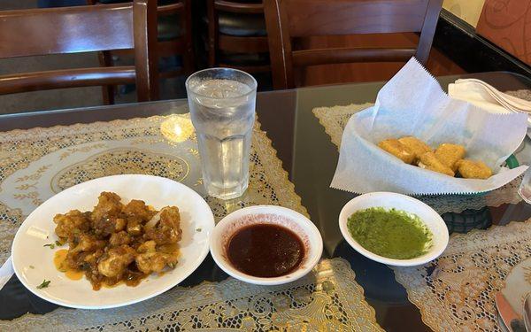 Gobi Manchurian and fried paneer