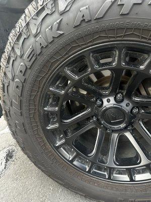 Tire = not clean and no shine Rims = not clean and no shine