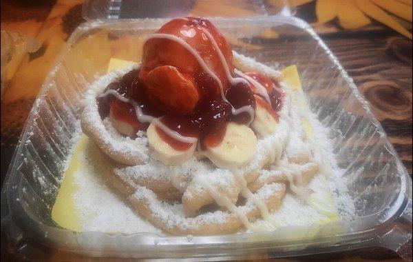 Strawberry and Banana Funnel Cake