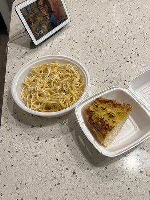 Fettucine Alfredo and Garlic Bread