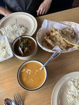 Top: lamb curry Bottom: Malai Fig Kofta