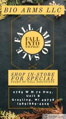 Fall into Savings at Bio Arms LLC!
Shop in-store for special fall sales.
www.bioarmsllc.com