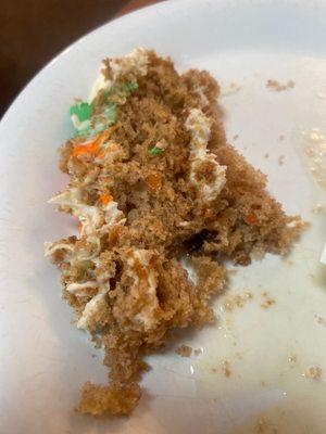 Completely dried out carrot cake.