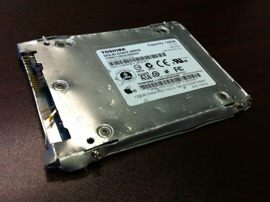 Pancaked Toshiba SSD. 100% of data recovered.