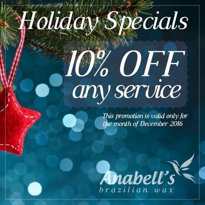 Holiday Specials 10% Off any service. (Limited time only)