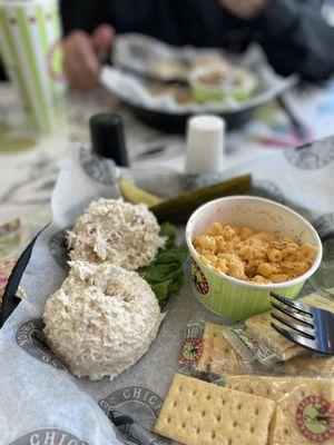 Chicken salad and Mac and cheese!