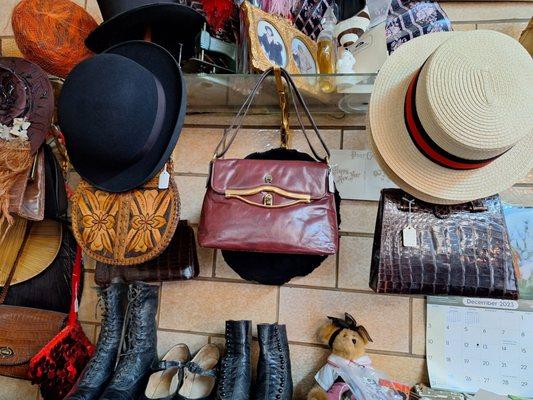 Vintage Hats, Purses and Boots.