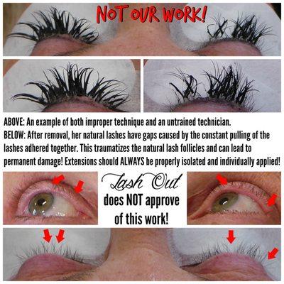 **NOT OUR WORK** This is an example of BAD lashes! Trust us to know you are in the BEST lash hands in all of Arizona!