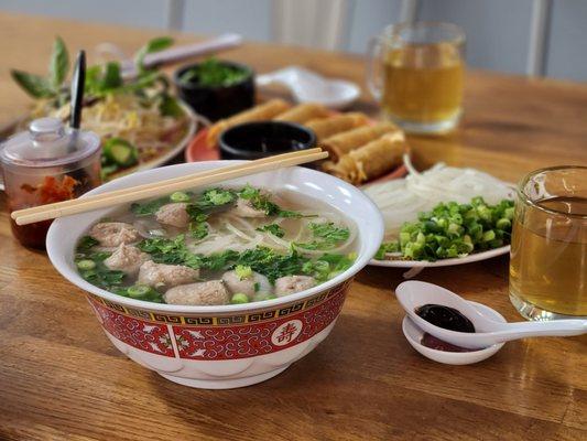 Wholesome pho and egg roll