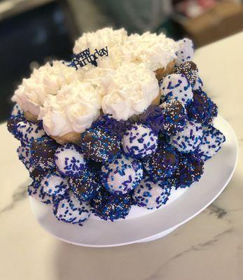 Cake bouquet. Made with cupcakes and dipped berries