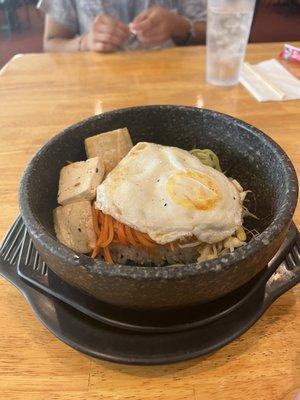 Bibimbap in the hot stone bowl