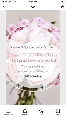 Gift certificates available