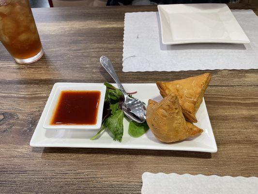 Vegetarian Samosas and dip - The BEST!