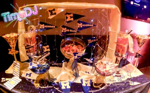 What's your theme?? Let us create a Fun, "Over The Top" Candy Buffet customized to your Theme and Colors! Michigan Themed Candy Buffet