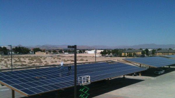 solar carport installation at community church