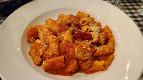 Rigatoni with sausage.