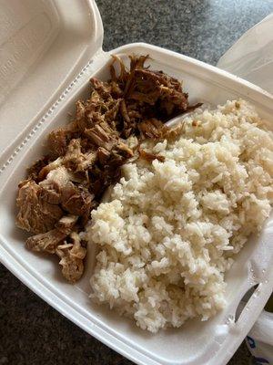 Pork with White Rice & Beans that has no beans.