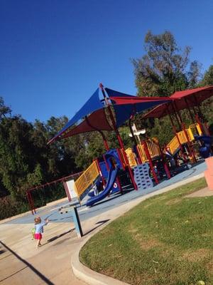 Great play structure with a canopy for much needed shade in sunny days.