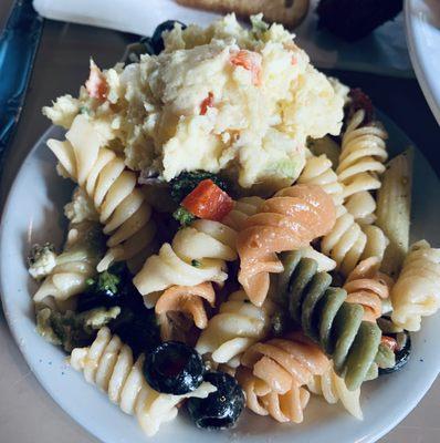 Pasta salad and potato salad