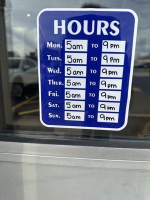 Posted Operating Hours