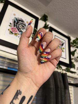 rainbow nails by my favorite, Vu