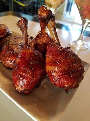 Bacon wrapped chicken legs!