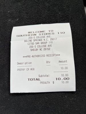 Gas receipt!