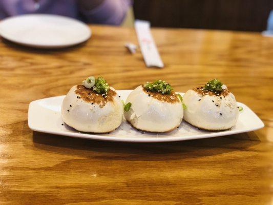 3 pan fried Pork and cabbage Buns