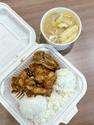 Chicken adobo and chicken papaya