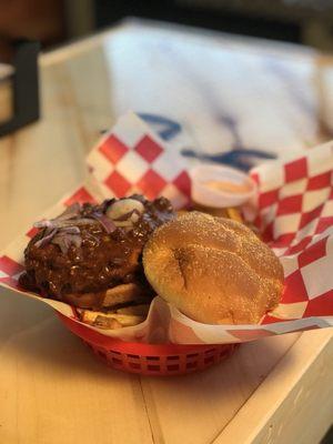 Red chili burger that will not the hangry out of anyone..