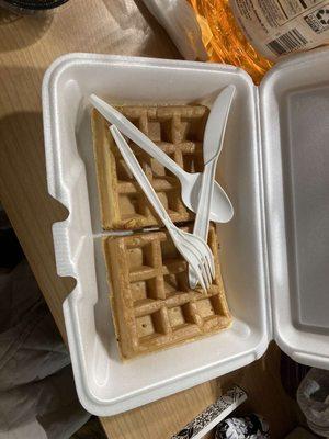 2 soggy waffles with no sausage