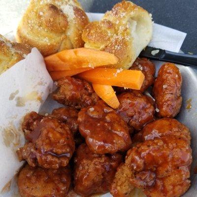 BBQ Lime wings & garlic knots.